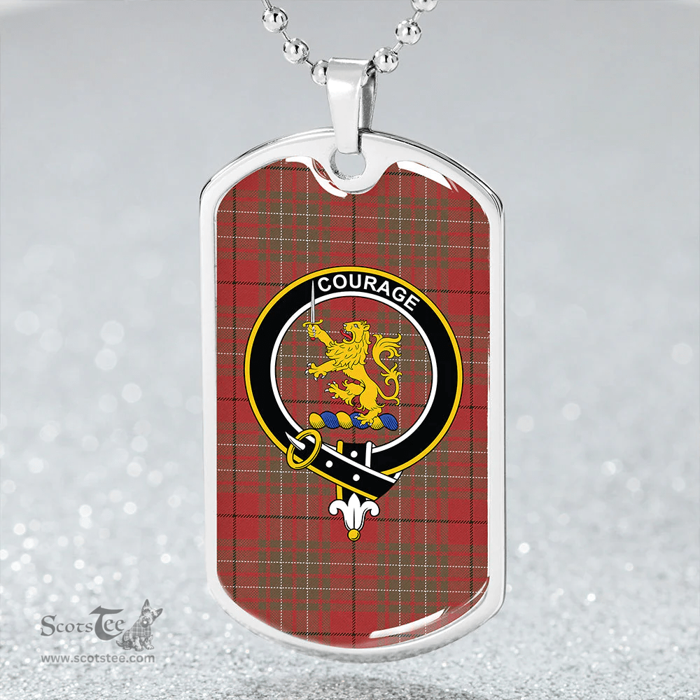 ScottishPlaid Cumming Weathered Clan Tartan Dog Tag Necklace - Crest Classic Scottish Plaid Tartan Plaid