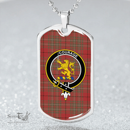ScottishPlaid Cumming Weathered Clan Tartan Dog Tag Necklace - Crest Classic Scottish Plaid Tartan Plaid