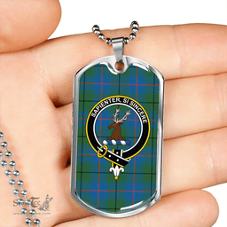 ScottishPlaid Davidson Half Ancient Clan Tartan Dog Tag Necklace - Crest Classic Scottish Plaid Tartan Plaid