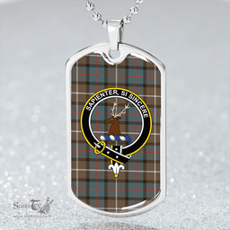 ScottishPlaid Davidson of Tulloch Weathered Clan Tartan Dog Tag Necklace - Crest Classic Scottish Plaid Tartan Plaid