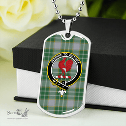 ScottishPlaid Currie Modern Clan Tartan Dog Tag Necklace - Crest Classic Scottish Plaid Tartan Plaid