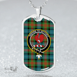 ScottishPlaid Curry (Currie) Ancient Clan Tartan Dog Tag Necklace - Crest Classic Scottish Plaid Tartan Plaid