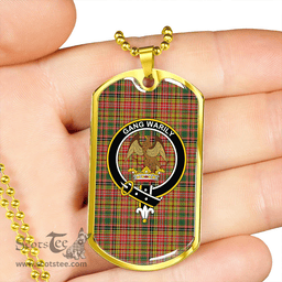 ScottishPlaid Drummond of Strathallan Weathered Clan Tartan Dog Tag Necklace - Crest Classic Scottish Plaid Tartan Plaid