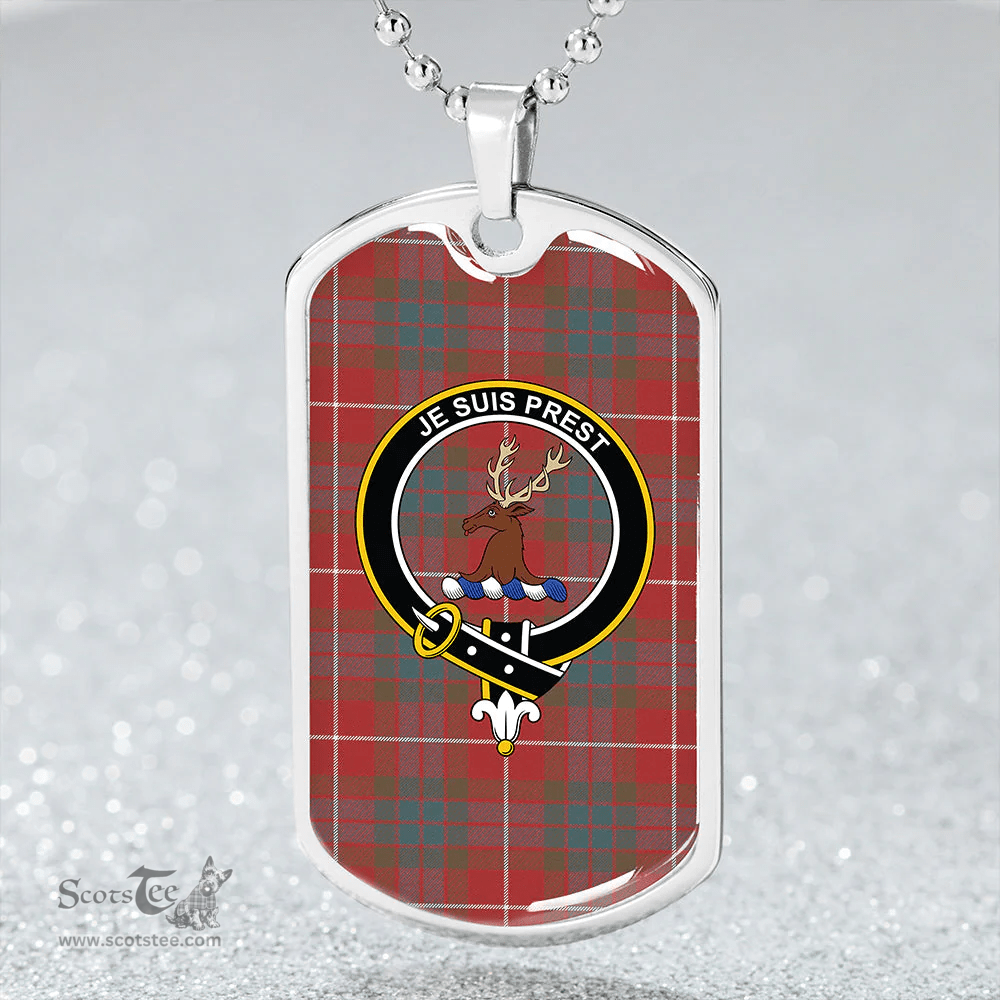 ScottishPlaid Fraser Red Weathered Clan Tartan Dog Tag Necklace - Crest Classic Scottish Plaid Tartan Plaid