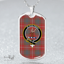 ScottishPlaid Fraser Red Weathered Clan Tartan Dog Tag Necklace - Crest Classic Scottish Plaid Tartan Plaid