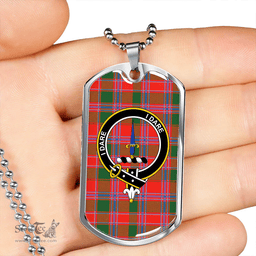 ScottishPlaid Dalzell Clan Tartan Dog Tag Necklace - Crest Classic Scottish Plaid Tartan Plaid