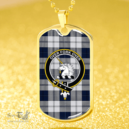ScottishPlaid Cunningham Dress Dance Blue Clan Tartan Dog Tag Necklace - Crest Classic Scottish Plaid Tartan Plaid