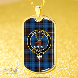 ScottishPlaid Forbes Brown Modern Clan Tartan Dog Tag Necklace - Crest Classic Scottish Plaid Tartan Plaid