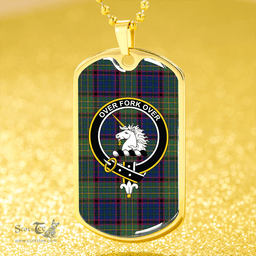 ScottishPlaid Cunningham Hunting (MacNicol Hunting #2) Modern Clan Tartan Dog Tag Necklace - Crest Classic Scottish Plaid Tartan Plaid