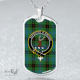ScottishPlaid Davidson (Vestiarium Scoticum) Ancient Clan Tartan Dog Tag Necklace - Crest Classic Scottish Plaid Tartan Plaid