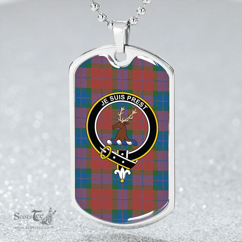 ScottishPlaid Fraser of Boblainy Hugh Ancient Clan Tartan Dog Tag Necklace - Crest Classic Scottish Plaid Tartan Plaid