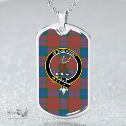 ScottishPlaid Fraser of Boblainy Hugh Ancient Clan Tartan Dog Tag Necklace - Crest Classic Scottish Plaid Tartan Plaid