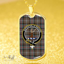 ScottishPlaid Davidson Double Weathered Clan Tartan Dog Tag Necklace - Crest Classic Scottish Plaid Tartan Plaid
