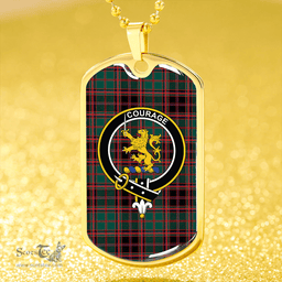 ScottishPlaid Cumming Hunting (Cumming Glenorchy) Modern Clan Tartan Dog Tag Necklace - Crest Classic Scottish Plaid Tartan Plaid