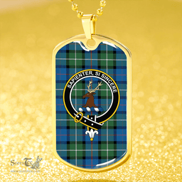ScottishPlaid Davidson Ancient Clan Tartan Dog Tag Necklace - Crest Classic Scottish Plaid Tartan Plaid