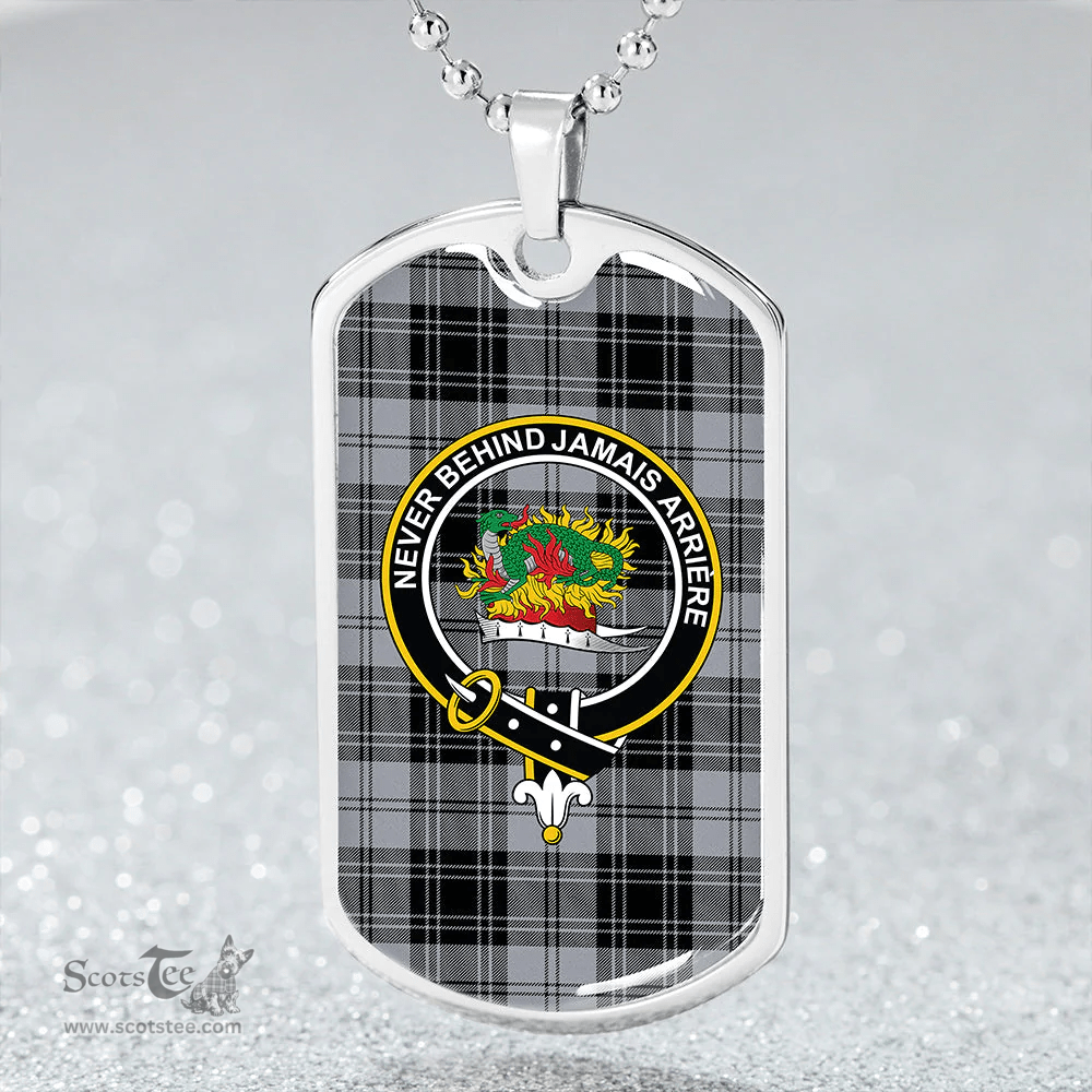 ScottishPlaid Douglas Grey Modern Clan Tartan Dog Tag Necklace - Crest Classic Scottish Plaid Tartan Plaid
