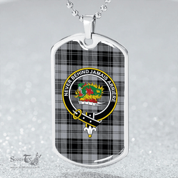 ScottishPlaid Douglas Grey Modern Clan Tartan Dog Tag Necklace - Crest Classic Scottish Plaid Tartan Plaid