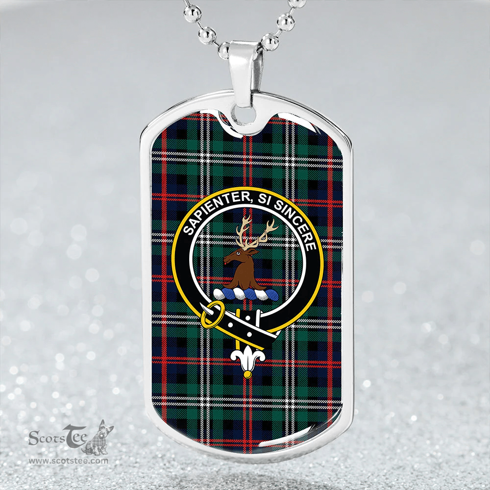 ScottishPlaid Davidson Double Modern Clan Tartan Dog Tag Necklace - Crest Classic Scottish Plaid Tartan Plaid