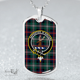 ScottishPlaid Davidson Double Modern Clan Tartan Dog Tag Necklace - Crest Classic Scottish Plaid Tartan Plaid