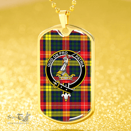 ScottishPlaid Dewar Clan Tartan Dog Tag Necklace - Crest Classic Scottish Plaid Tartan Plaid