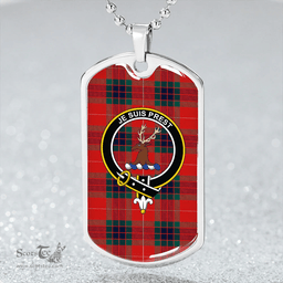 ScottishPlaid Fraser Modern Clan Tartan Dog Tag Necklace - Crest Classic Scottish Plaid Tartan Plaid