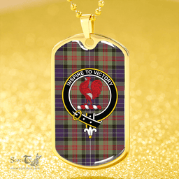 ScottishPlaid Curry (Currie) Weathered Clan Tartan Dog Tag Necklace - Crest Classic Scottish Plaid Tartan Plaid