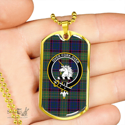 ScottishPlaid Cunningham Hunting (MacNicol Hunting #2) Modern Clan Tartan Dog Tag Necklace - Crest Classic Scottish Plaid Tartan Plaid