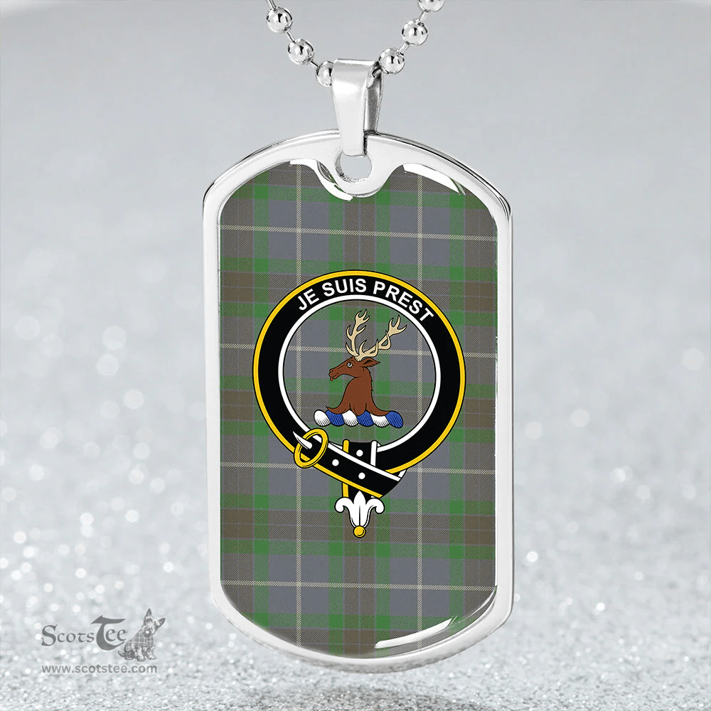 ScottishPlaid Fraser Green Ancient Clan Tartan Dog Tag Necklace - Crest Classic Scottish Plaid Tartan Plaid