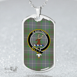 ScottishPlaid Fraser Green Ancient Clan Tartan Dog Tag Necklace - Crest Classic Scottish Plaid Tartan Plaid