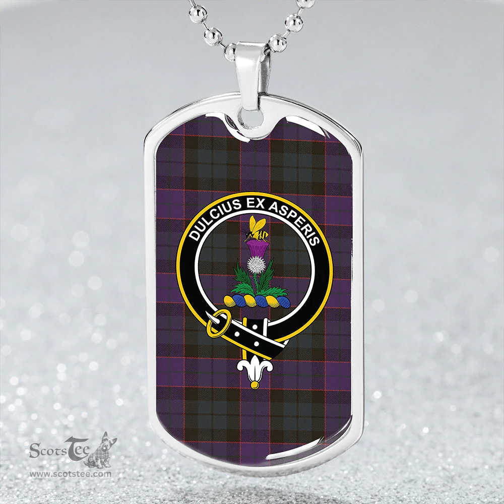 ScottishPlaid Ferguson of Balquhidder Weathered Clan Tartan Dog Tag Necklace - Crest Classic Scottish Plaid Tartan Plaid