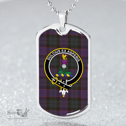 ScottishPlaid Ferguson of Balquhidder Weathered Clan Tartan Dog Tag Necklace - Crest Classic Scottish Plaid Tartan Plaid