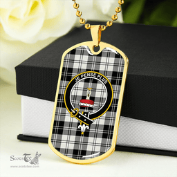ScottishPlaid Erskine Dress Dance Blue Ancient Clan Tartan Dog Tag Necklace - Crest Classic Scottish Plaid Tartan Plaid