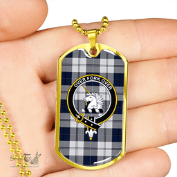 ScottishPlaid Cunningham Dress Dance Blue Clan Tartan Dog Tag Necklace - Crest Classic Scottish Plaid Tartan Plaid