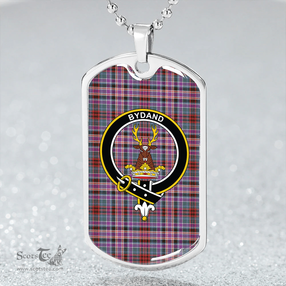 ScottishPlaid Huntly Old (Gordon Red (Telfer Dunbar)) Weathered Clan Tartan Dog Tag Necklace - Crest Classic Scottish Plaid Tartan Plaid
