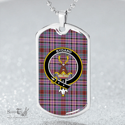 ScottishPlaid Huntly Old (Gordon Red (Telfer Dunbar)) Weathered Clan Tartan Dog Tag Necklace - Crest Classic Scottish Plaid Tartan Plaid