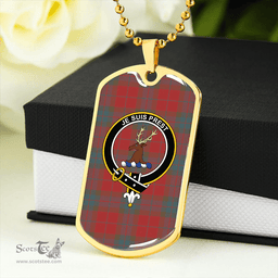 ScottishPlaid Fraser of Boblainy Hugh Weathered Clan Tartan Dog Tag Necklace - Crest Classic Scottish Plaid Tartan Plaid