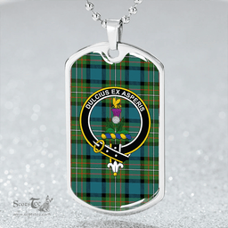 ScottishPlaid Ferguson Ancient Clan Tartan Dog Tag Necklace - Crest Classic Scottish Plaid Tartan Plaid