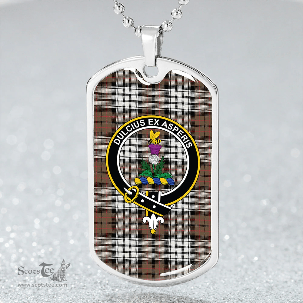 ScottishPlaid Ferguson Dress #2 Weathered Clan Tartan Dog Tag Necklace - Crest Classic Scottish Plaid Tartan Plaid