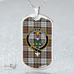 ScottishPlaid Ferguson Dress #2 Weathered Clan Tartan Dog Tag Necklace - Crest Classic Scottish Plaid Tartan Plaid