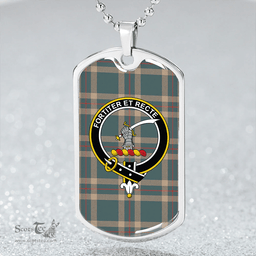 ScottishPlaid Elliot (Ellot) (Clans Originaux) Weathered Clan Tartan Dog Tag Necklace - Crest Classic Scottish Plaid Tartan Plaid