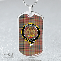ScottishPlaid Drummond of Strathallan Clan Tartan Dog Tag Necklace - Crest Classic Scottish Plaid Tartan Plaid