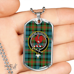 ScottishPlaid Curry (Currie) Ancient Clan Tartan Dog Tag Necklace - Crest Classic Scottish Plaid Tartan Plaid