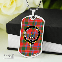 ScottishPlaid Dalzell Clan Tartan Dog Tag Necklace - Crest Classic Scottish Plaid Tartan Plaid