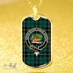 ScottishPlaid Douglas Modern Clan Tartan Dog Tag Necklace - Crest Classic Scottish Plaid Tartan Plaid