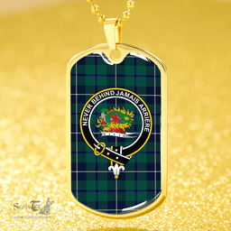 ScottishPlaid Douglas Green Modern Clan Tartan Dog Tag Necklace - Crest Classic Scottish Plaid Tartan Plaid