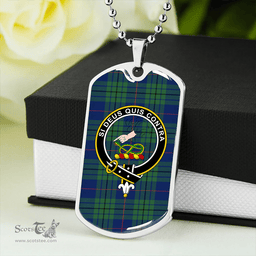 ScottishPlaid Hutton Modern Clan Tartan Dog Tag Necklace - Crest Classic Scottish Plaid Tartan Plaid