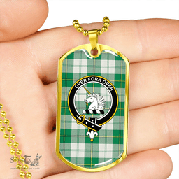 ScottishPlaid Cunningham Dress Green Clan Tartan Dog Tag Necklace - Crest Classic Scottish Plaid Tartan Plaid