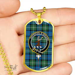 ScottishPlaid Davidson Ancient Clan Tartan Dog Tag Necklace - Crest Classic Scottish Plaid Tartan Plaid