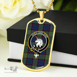 ScottishPlaid Cunningham Hunting (MacNicol Hunting #2) Modern Clan Tartan Dog Tag Necklace - Crest Classic Scottish Plaid Tartan Plaid