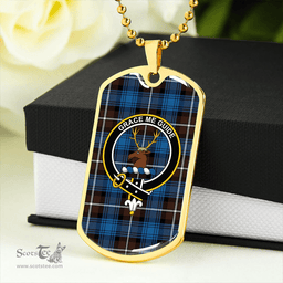 ScottishPlaid Forbes Brown Modern Clan Tartan Dog Tag Necklace - Crest Classic Scottish Plaid Tartan Plaid